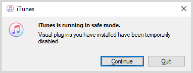Run iTunes in Safe Mode