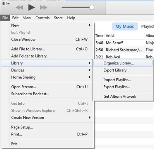 How to Fix iTunes Original File Could Not Be Found via Consolidating iTunes Library -Step 2