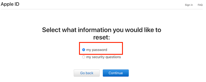 How to Reset iTunes Password via Email - Step 3