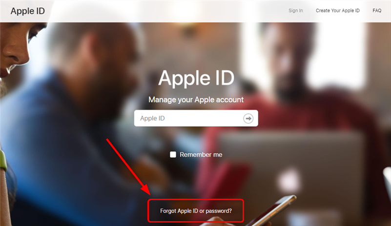 Open Apple ID Official Website and Click Forgot Apple ID or Password