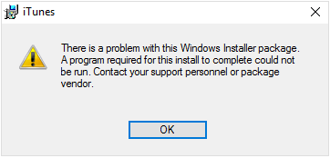 Windows Installer Package Error iTunes