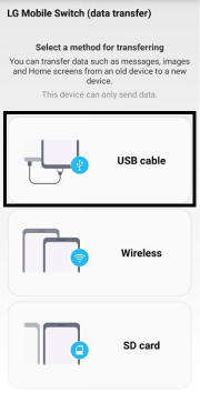 Select USB on LG Mobile Switch