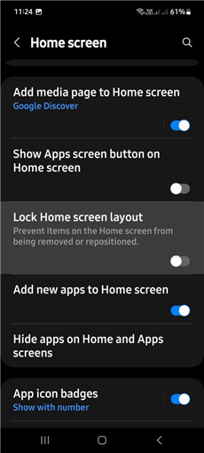 Disable Lock Home Screen Layout