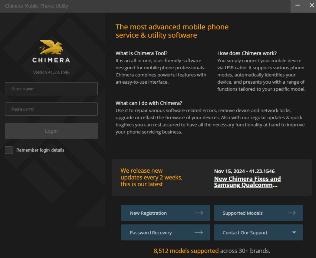 Log In Chimera Tool
