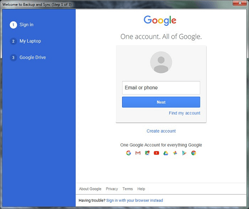  Log In to the Google Account