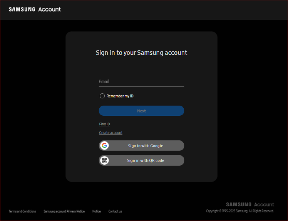 Log in to your Samsung Account