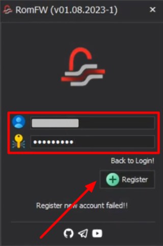 Log in to RomFW Tool