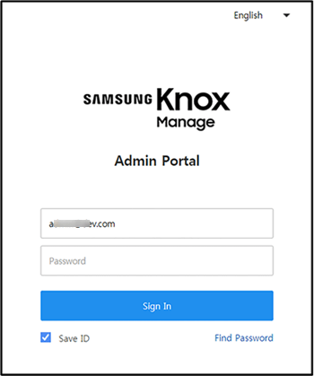 Sign in to Samsung Knox Portal