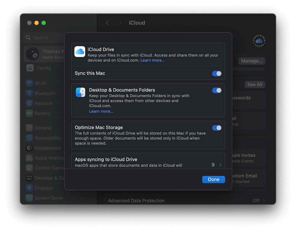 macOS iCloud Sync feature