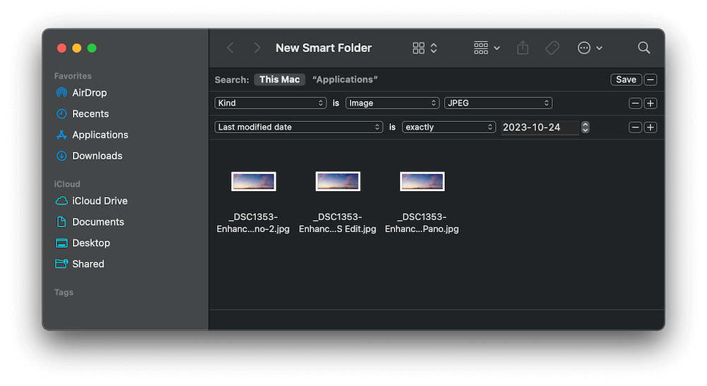 macOS Smart Folder feature