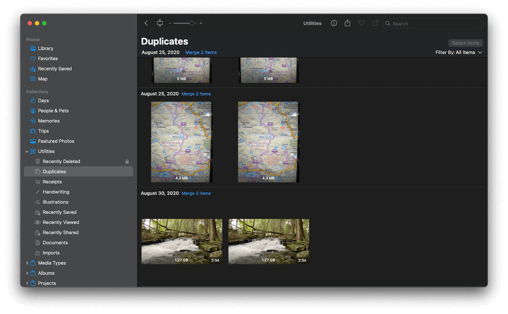 Using the Photos app on Mac to identify duplicates