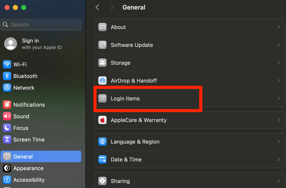 macOS Login Items