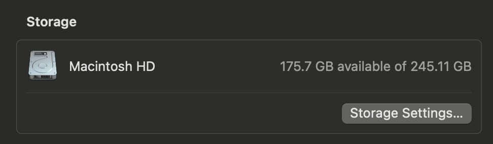 macOS Storage settings