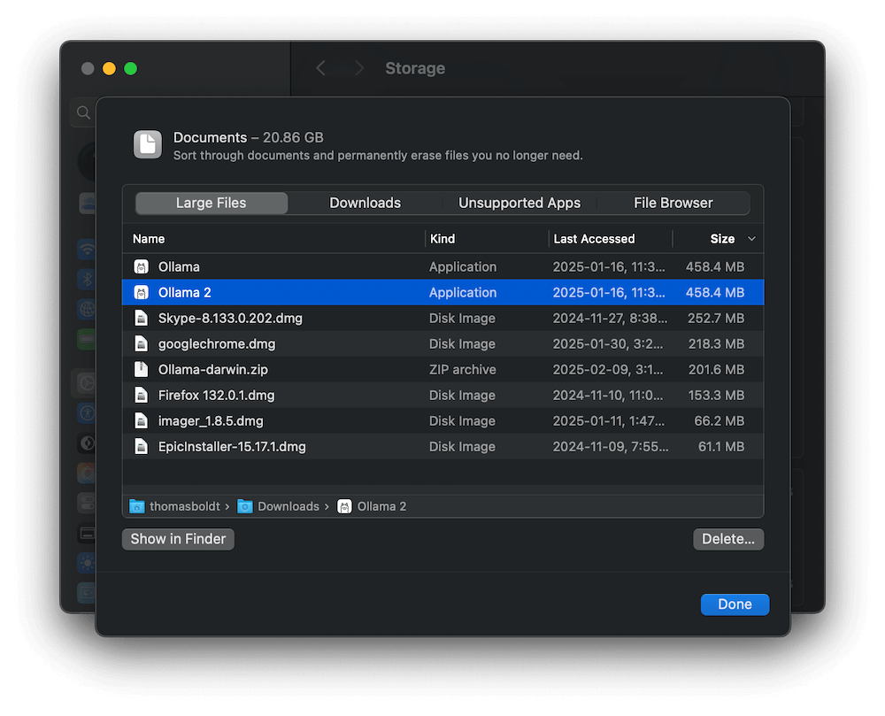 Using macOS Storage Tools to find duplicate files