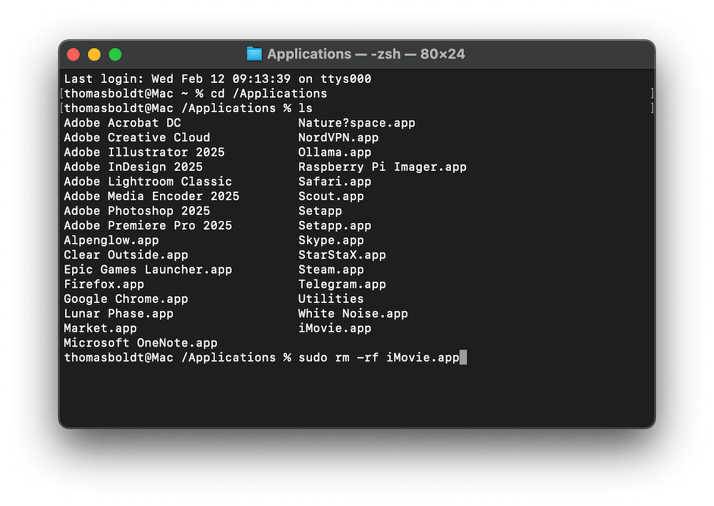 macOS Terminal commands to remove apps