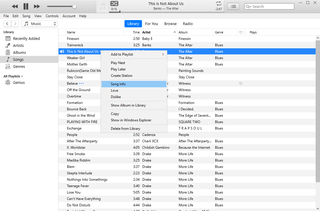Choose a Song from iTunes Library