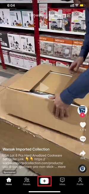 Click the “+” button to make a video.