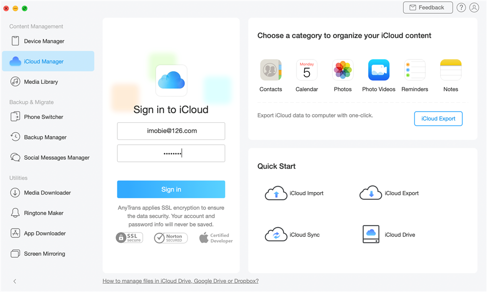 Sign in to iCloud