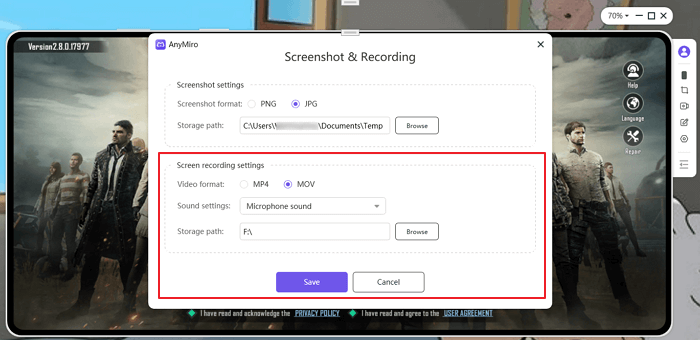 Set up screen record settings