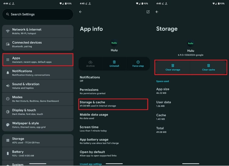 Mobile Clear Storage and Cache