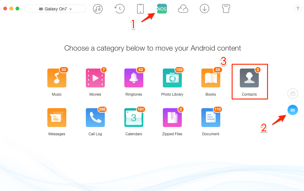 How to Transfer Contacts from Android to iPhone Freely – Step 2