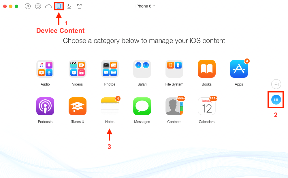 Transfer Notes from iPhone to iCloud with AnyTrans - Step 2