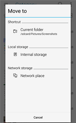 Select internal storage to move photos from SD card to phone memory