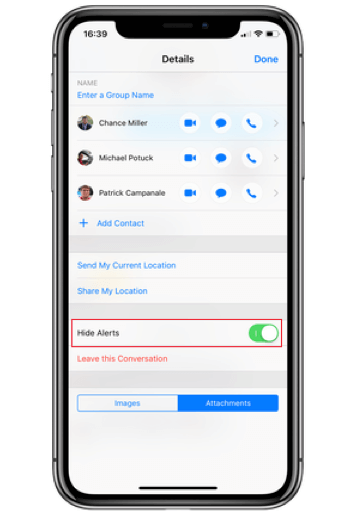 Mute Group Text/Messages Notifications on iPhone