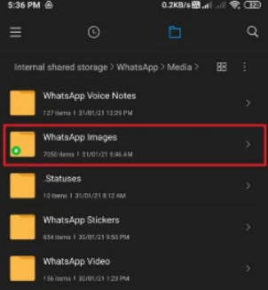 Navigate to WhatsApp Images Folder