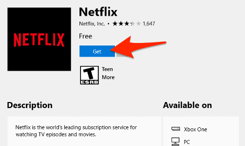 Netflix in Microsoft Store