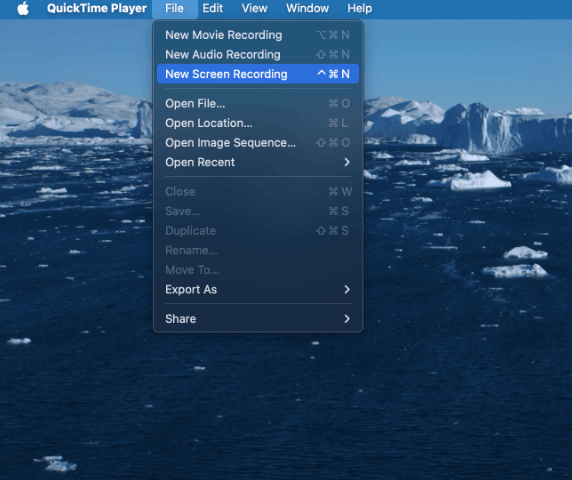 New Screen Recording in QuickTime