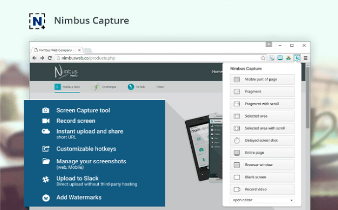 Nimbus Capture Webpage Interface