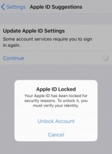 Notification of Locked Apple ID
