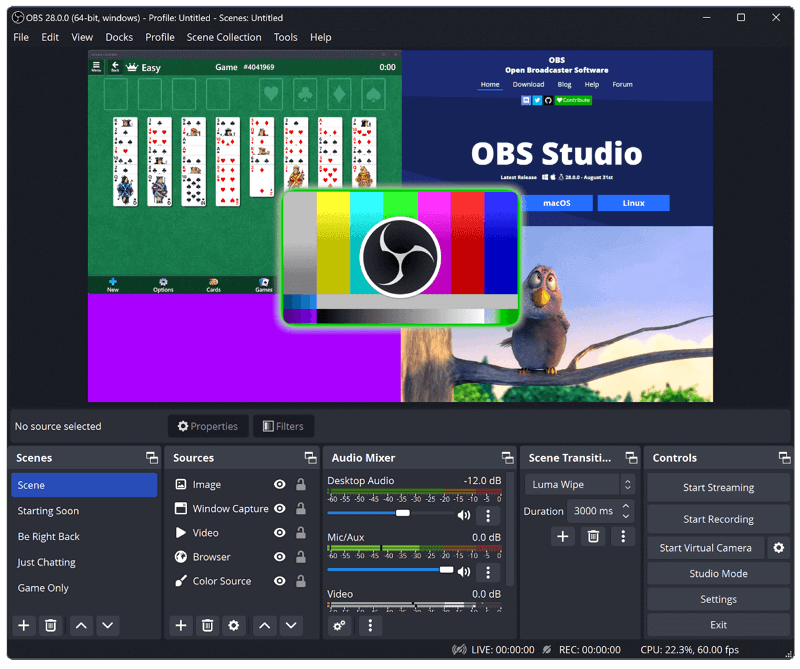 OBS studio operating interface