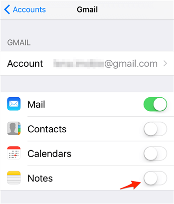 Turn on Notes in Email Settings