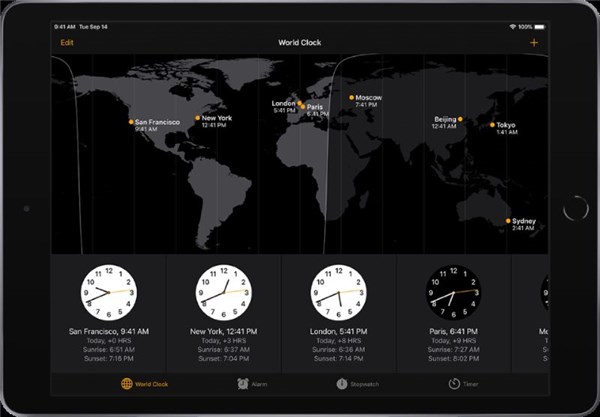 Open the World Clock App