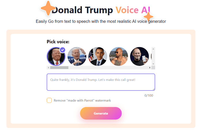 Parrot.ai Donald Trump Voice Changer