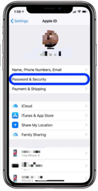 Password and Security in Settings