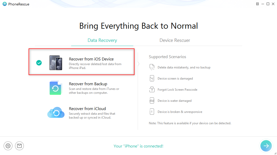 Recover from iOS Device without Backup