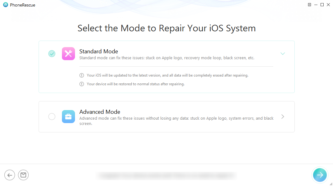 Select the Mode to Repair