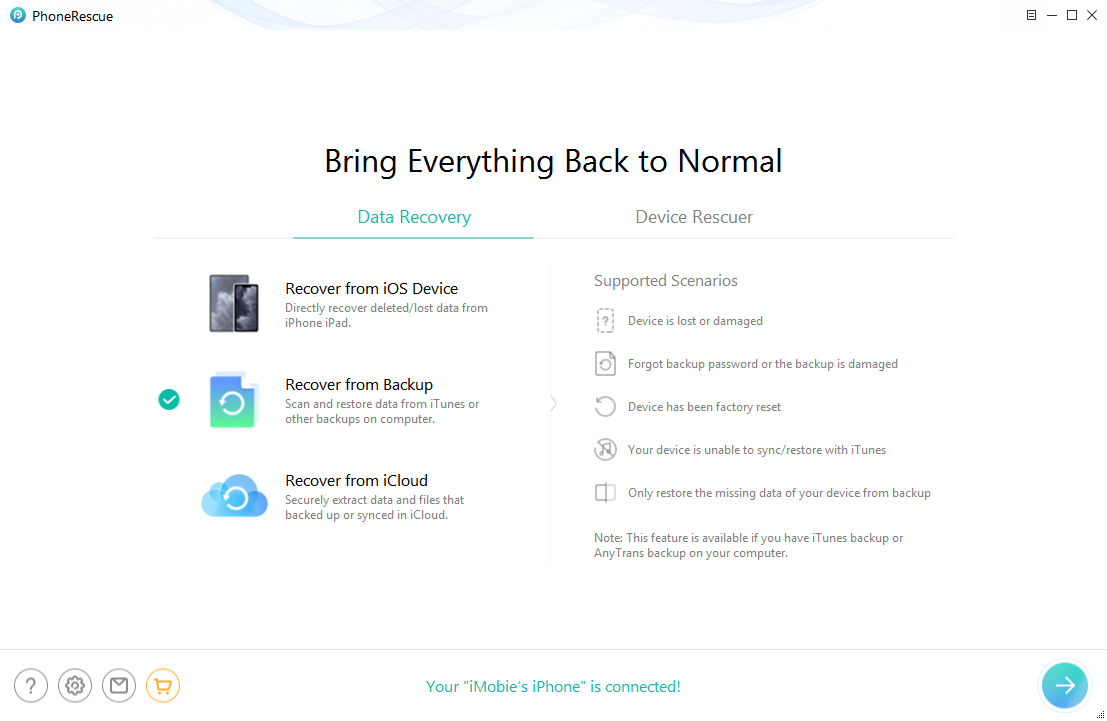 Choose Recover from Backup