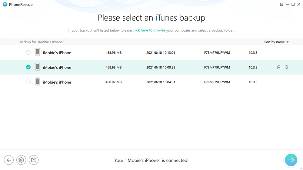 Choose One iTunes Backup File