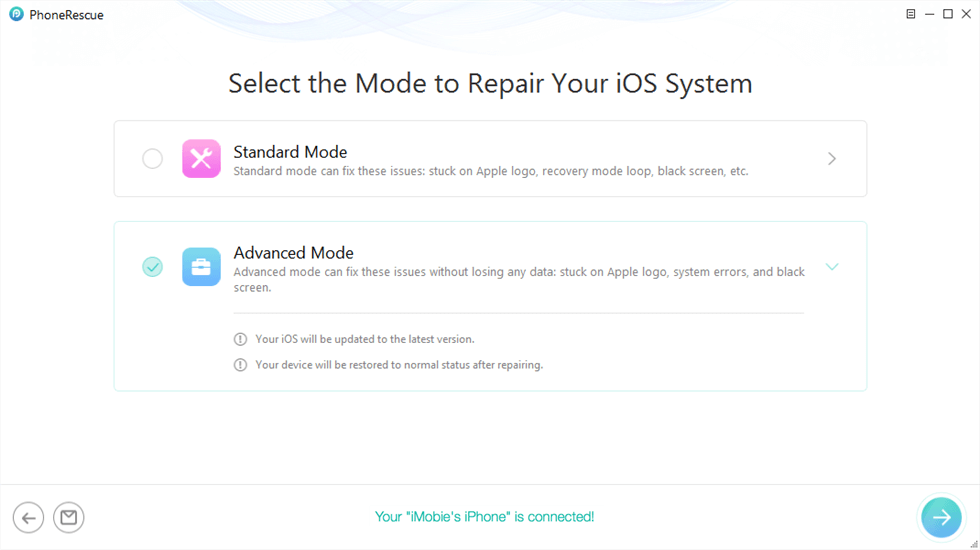 Select the Advanced Mode to Fix Your Bricked iPhone/iPad