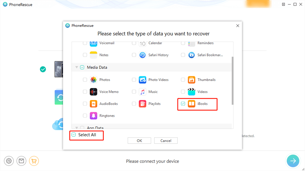 Choose iBooks to Recover