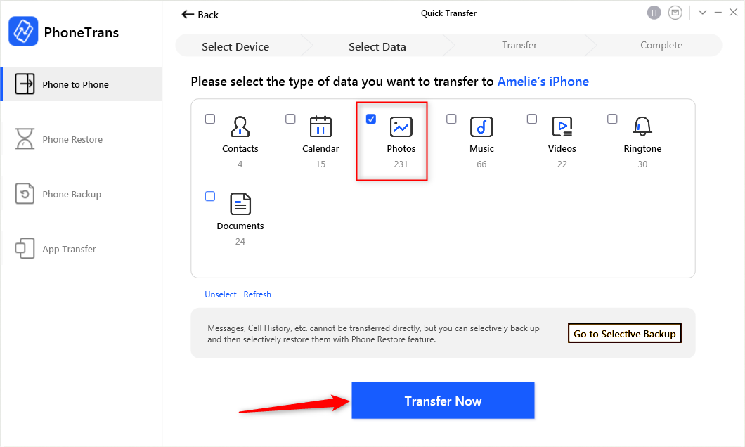 Transfer Photos from Android to iPhone on PhoneTrans