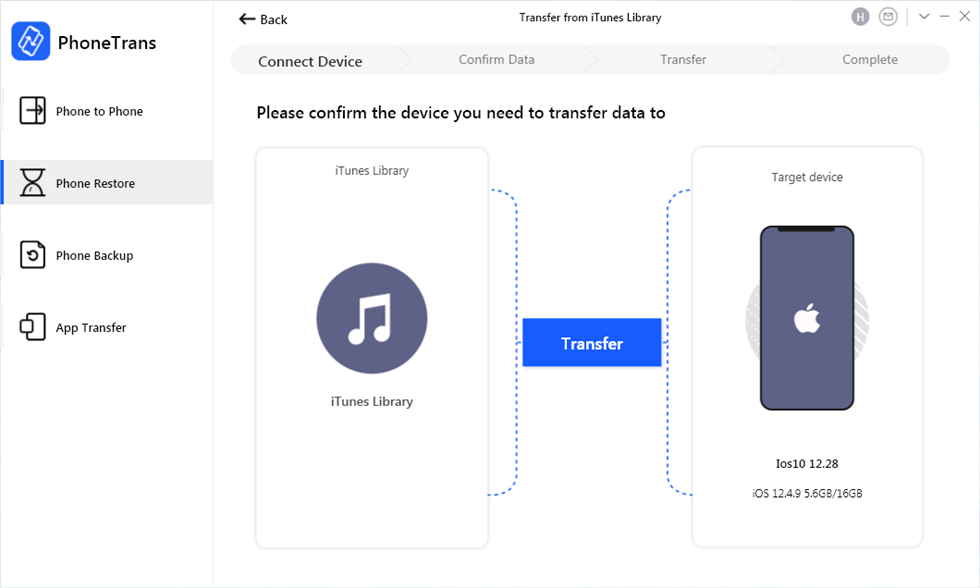 Start to Transfer from iTunes Library to iPhone