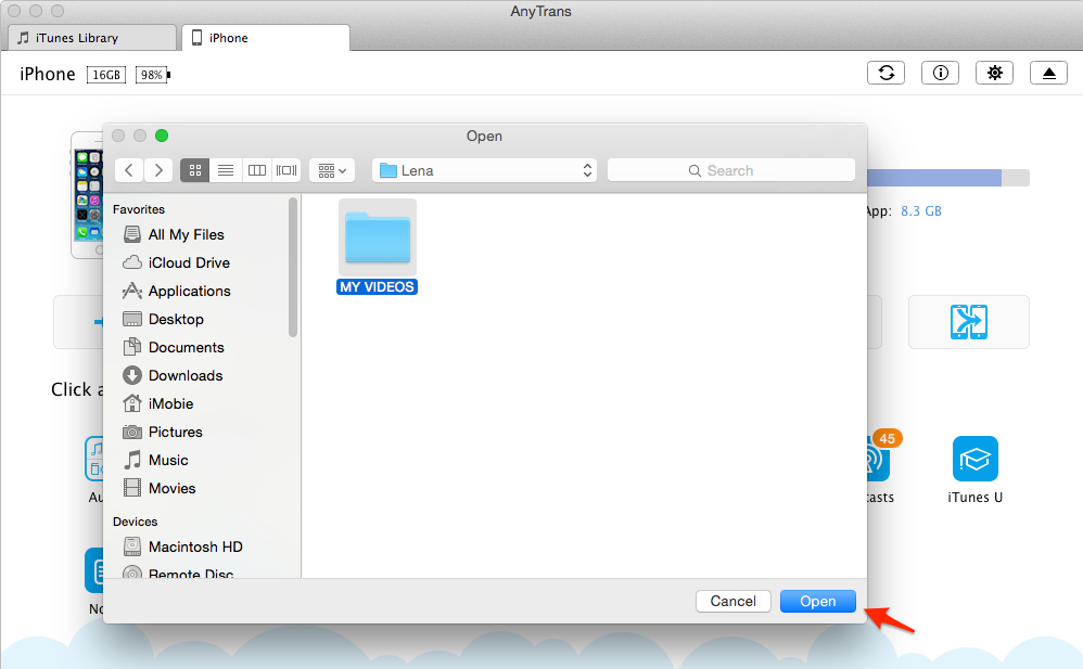 How to Play MKV on iPhone with AnyTrans– Step 3