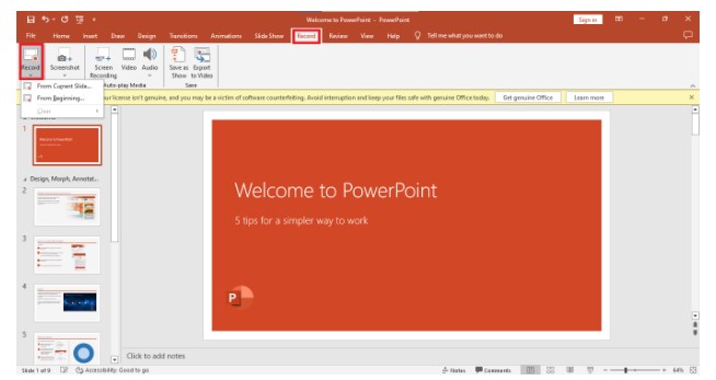  Powerpoint record featuure