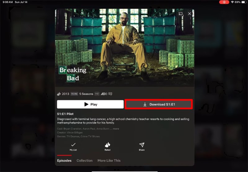 Press Download Button on iPad
