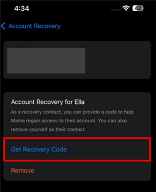 Press Get Recovery Code